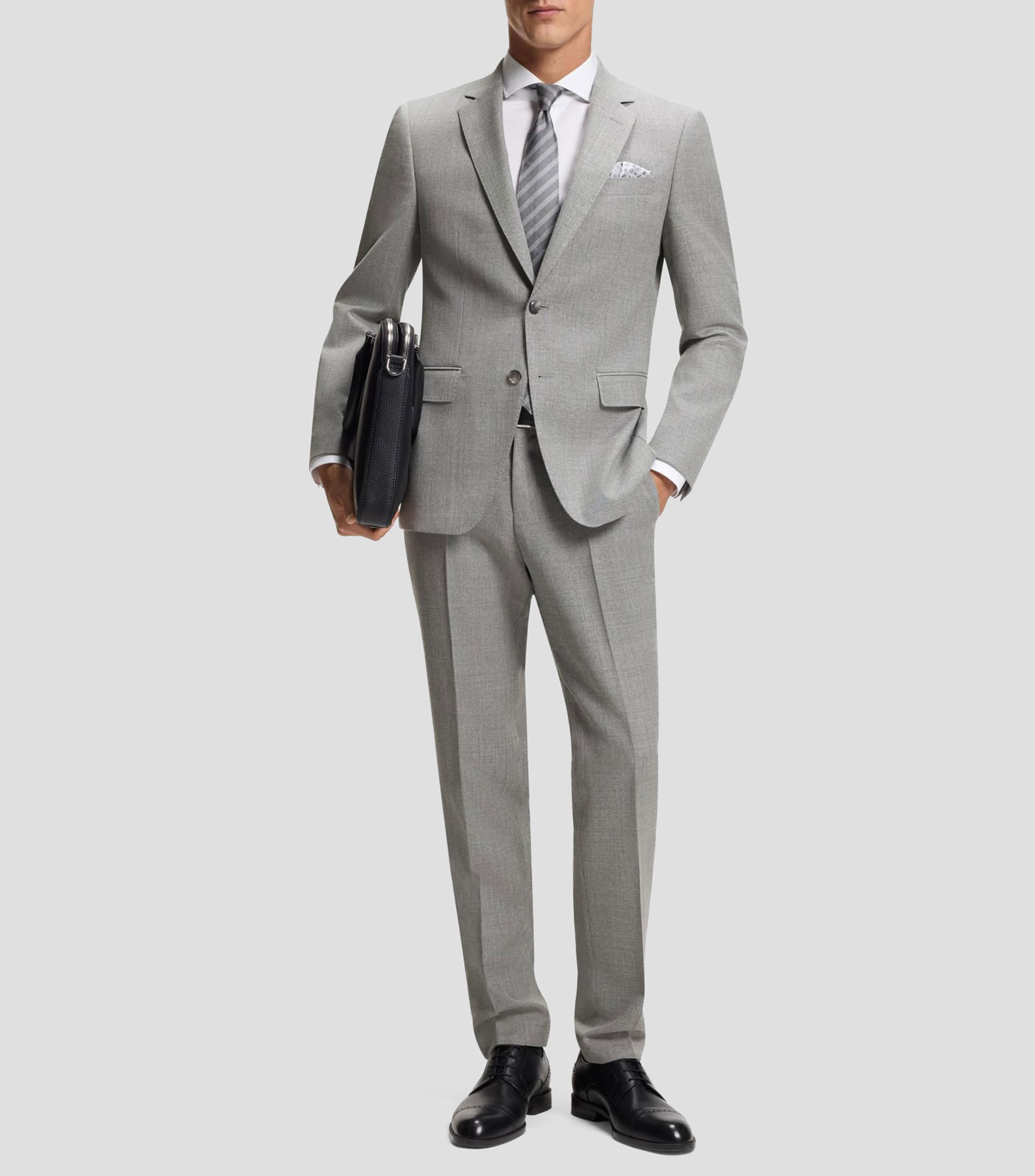 Pantalones Boss slim de lana elástica con microestampado Hombre